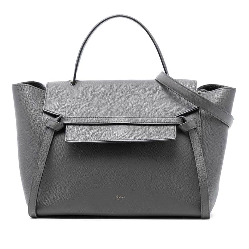 Celine Mini Grained Calfskin Belt Bag Grey Leather Very good condition - Front View
