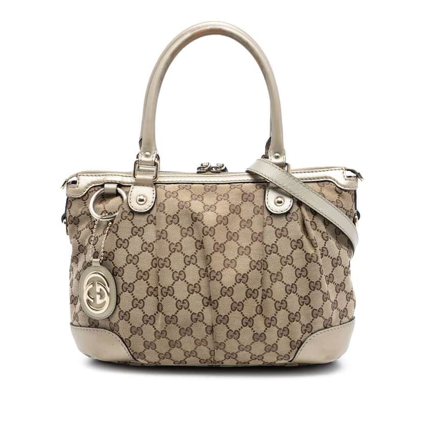 Gucci GG Canvas Sukey Satchel Brown Canvas Good condition - Front View