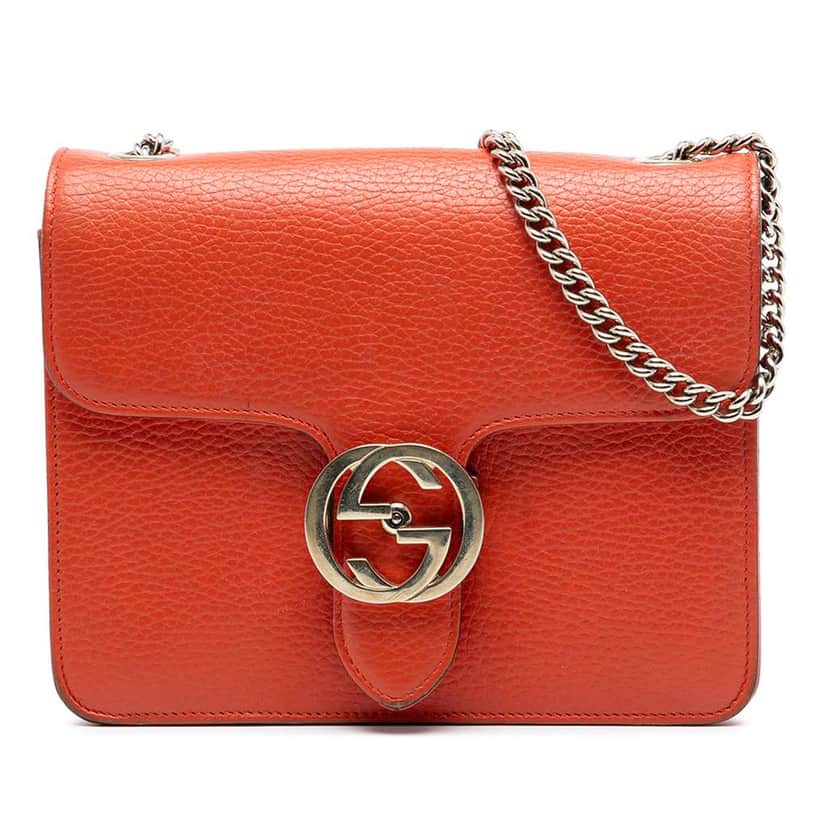 Gucci Small Dollar Calfskin Interlocking G Crossbody Orange Leather Very good condition - Front View