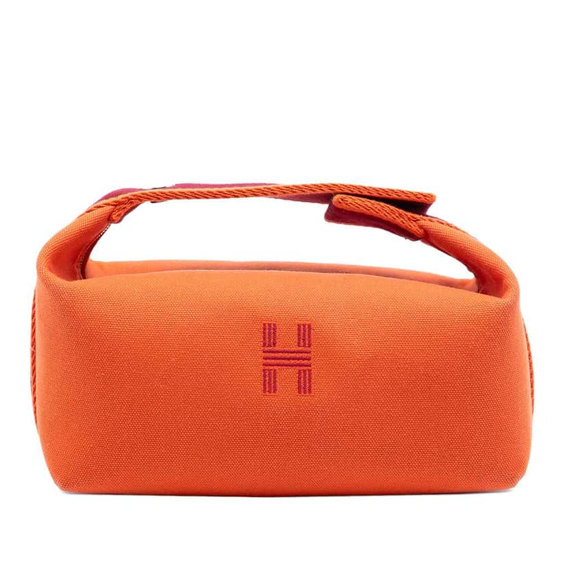 Hermès Small Toile Bride A Brac Case Orange Canvas Good condition - Front View