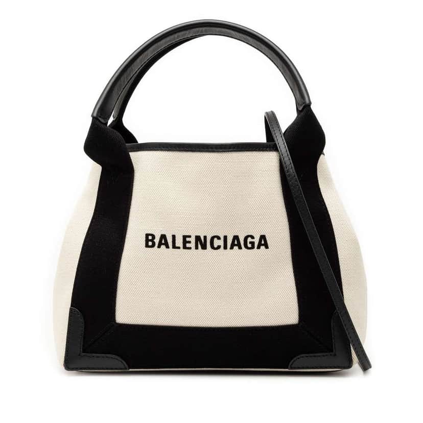 Balenciaga Canvas Navy Cabas XS White Canvas Good condition - Front View