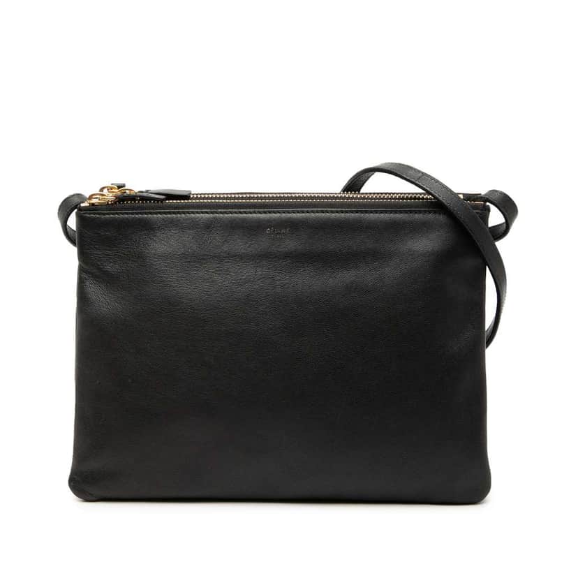 Celine Large Lambskin Trio Crossbody Black Leather Good condition - Front View