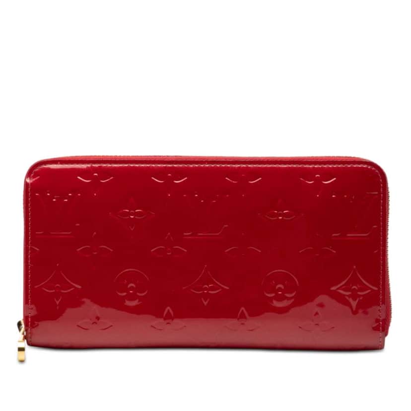 Louis Vuitton Monogram Vernis Zippy Long Wallet Red Leather Good condition - Front View