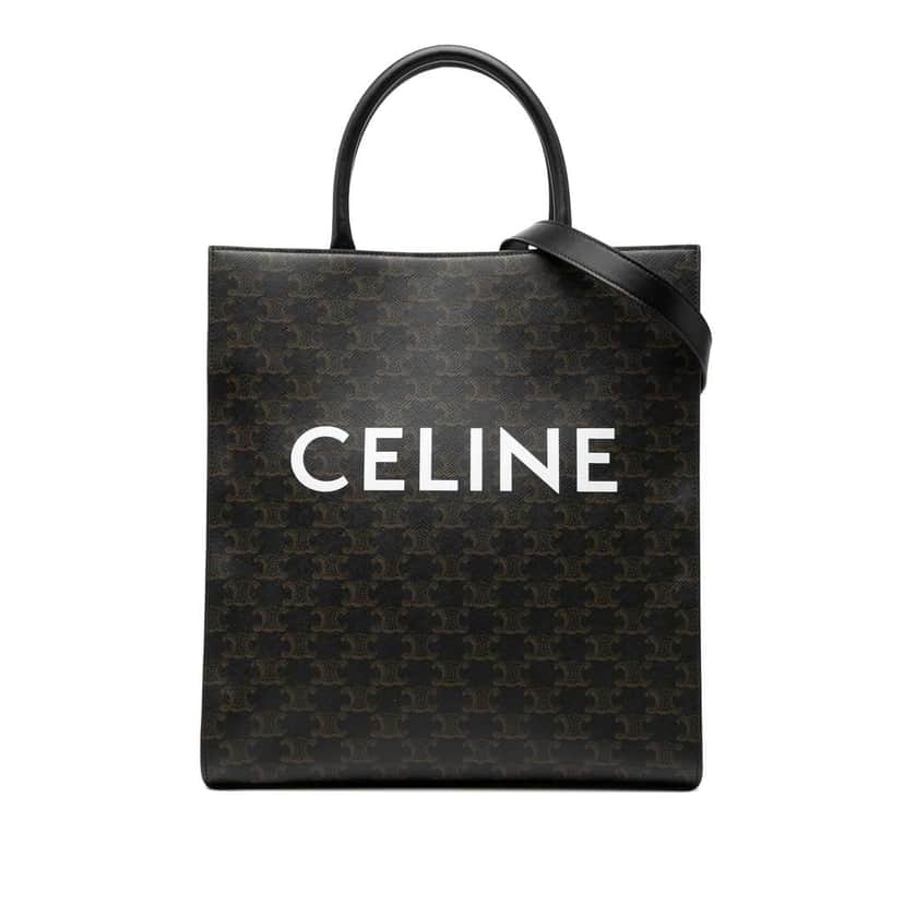 Celine Medium Triomphe Coated Canvas Vertical Cabas Tote Brown Canvas Very good condition - Front View