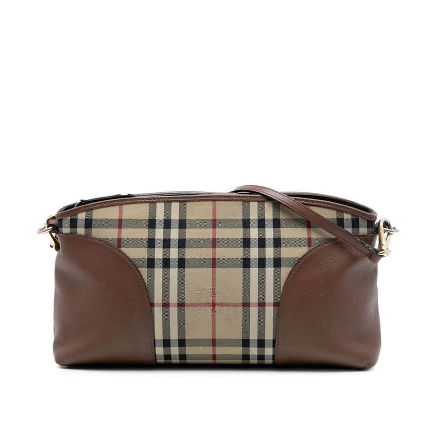 Burberry Haymarket Check Canvas Chichester Crossbody Brown Canvas Good condition - Front View