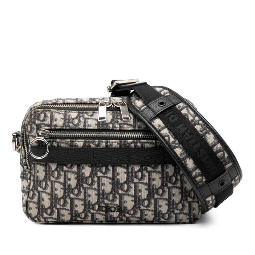 Dior Oblique Canvas Safari Crossbody Blue Canvas Good condition - Front View