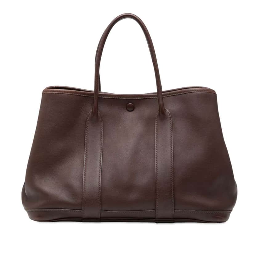 Hermès Swift and Silk Bolduc Twilly Garden Party 30 Brown Leather Good condition - Front View