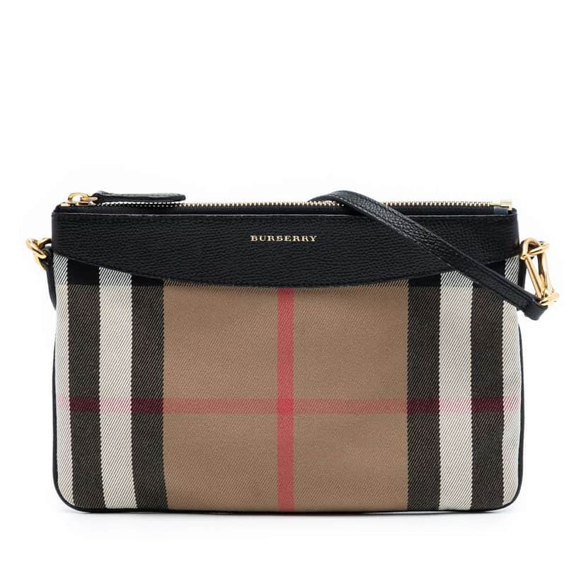 Burberry Mega Check Canvas Derby Peyton Crossbody Brown Canvas Good condition - Front View