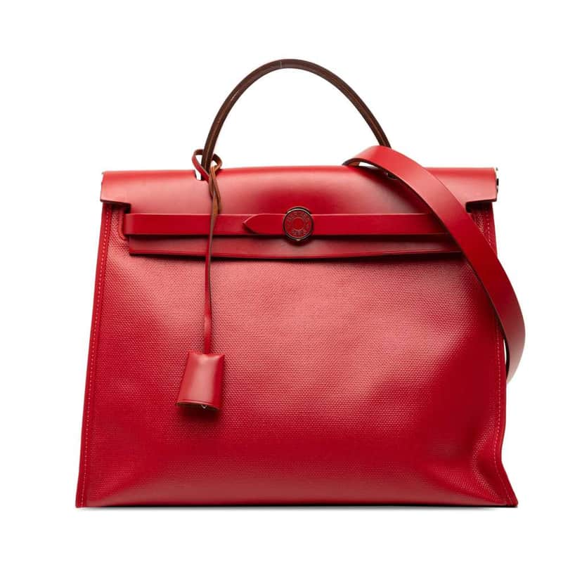Hermès H Berline and Hunter Herbag Zip 31 Red Canvas Good condition - Front View