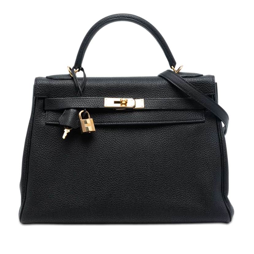 Hermès Togo Kelly II Retourne 32 Black Leather Good condition - Front View