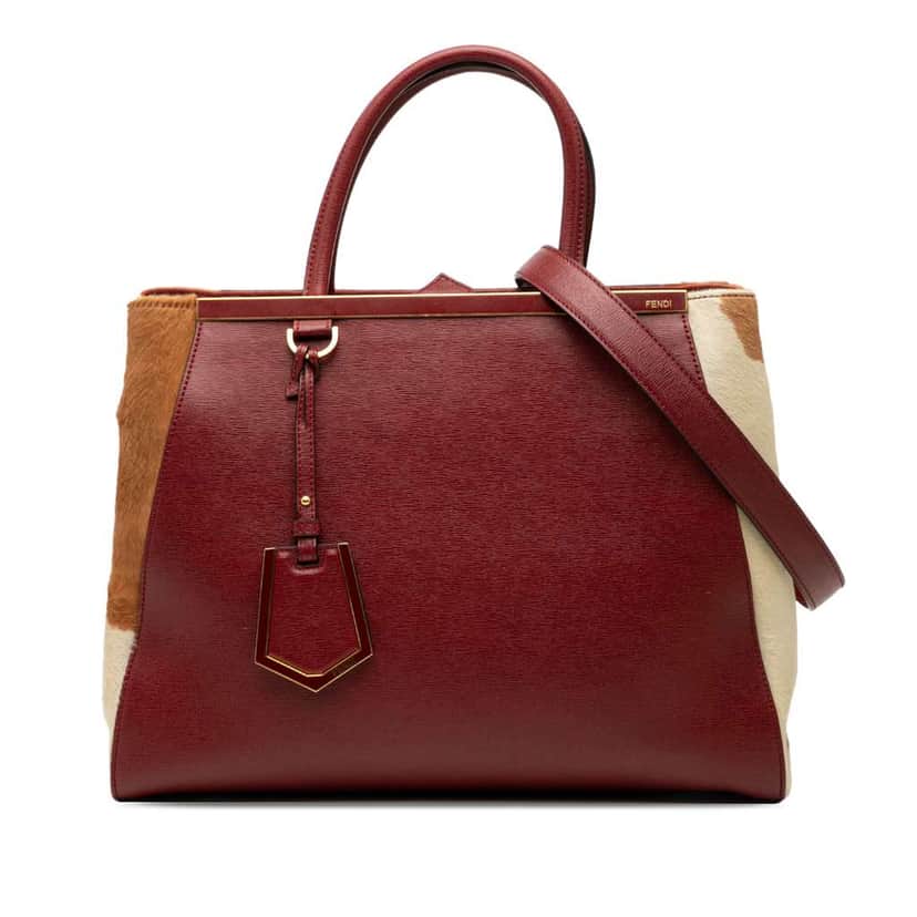 Fendi Medium Leather and Pony Hair 2Jours Satchel Red Leather Good condition - Front View