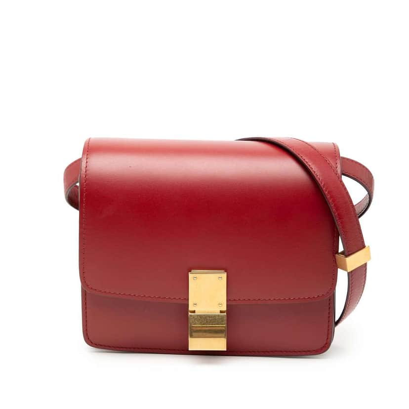 Celine Small Calfskin Classic Box Red Leather Very good condition - Front View