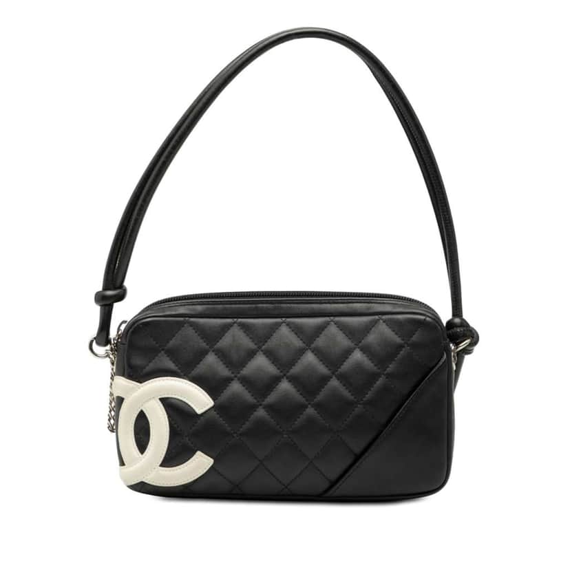 Chanel Quilted Lambskin Cambon Ligne Pochette Black Leather Good condition - Front View