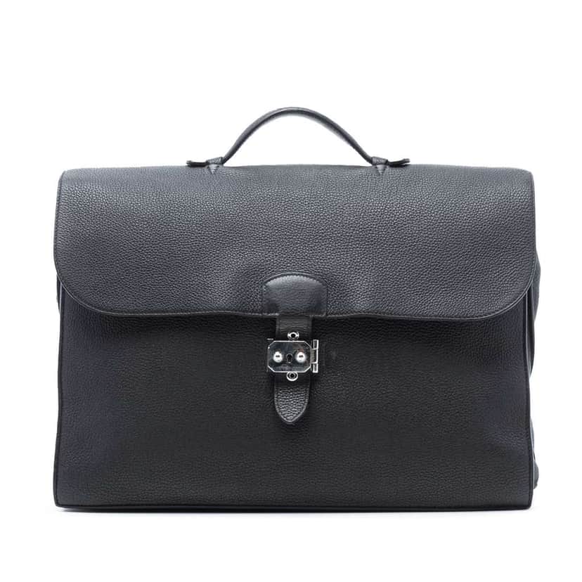 Hermès Togo Sac A Depeches 38 Black Leather Good condition - Front View