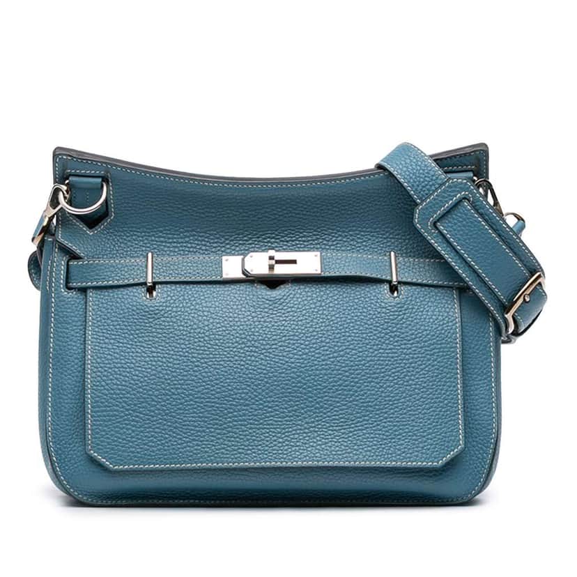 Hermès Clemence Jypsiere 28 Blue Leather Very good condition - Front View