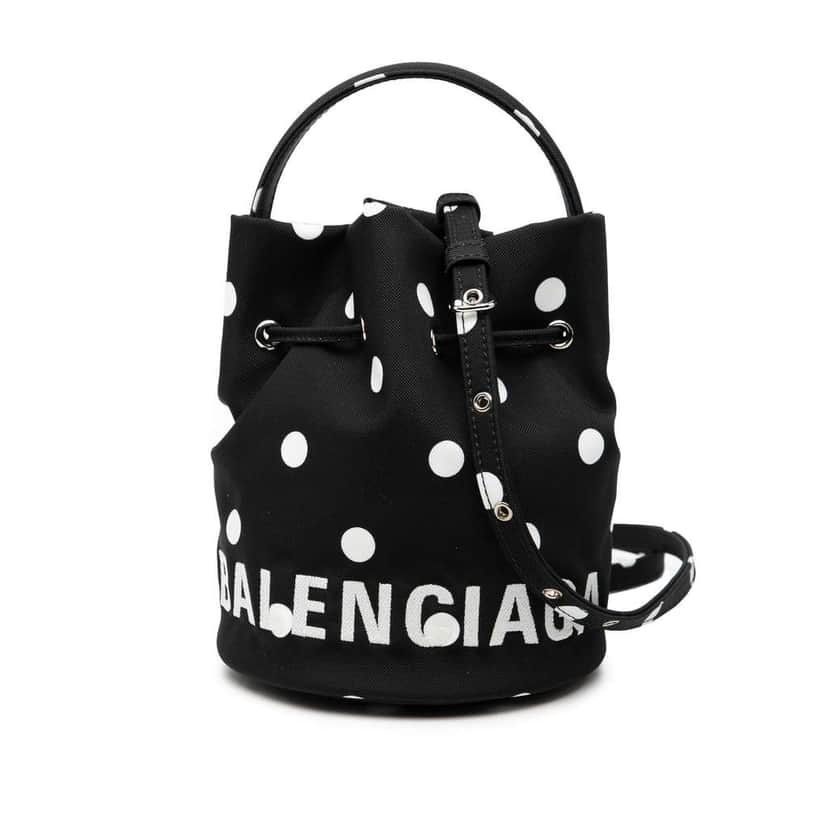 Balenciaga Nylon Dots Wheel XS Bucket Bag Black Good condition - Front View