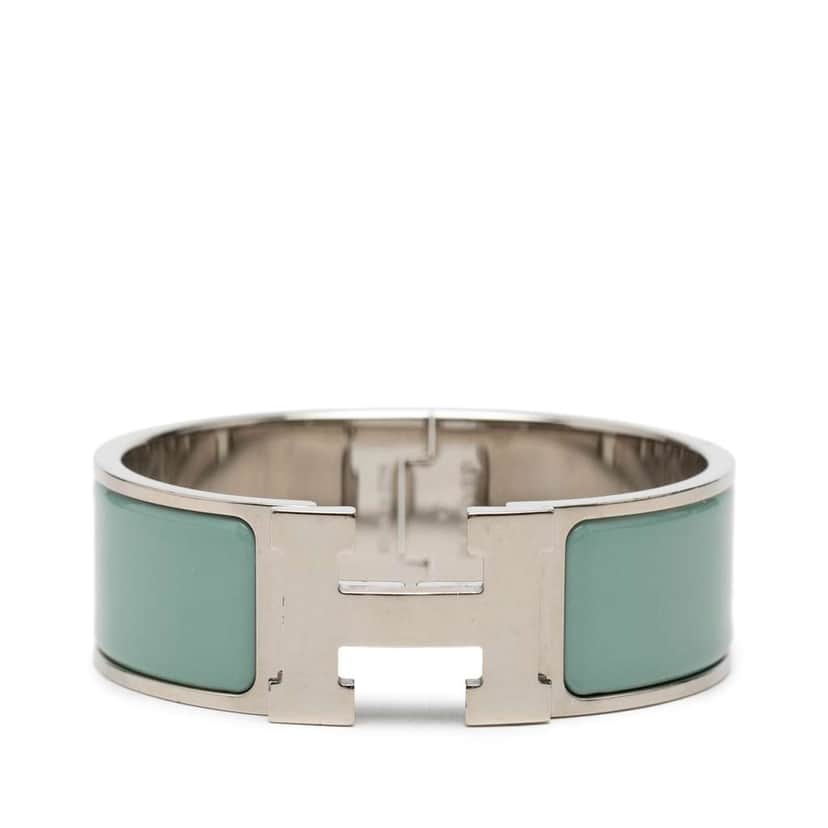 Hermès Wide Enamel Clic Clac H Bracelet PM Green Good condition - Front View