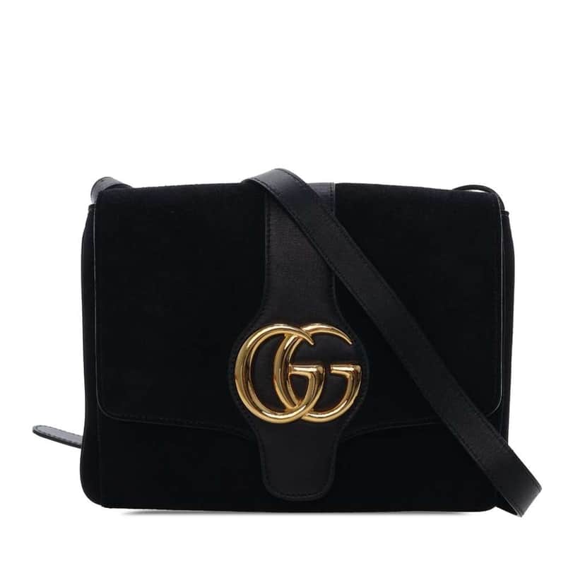 Gucci Medium Suede Arli Crossbody Black Leather Good condition - Front View