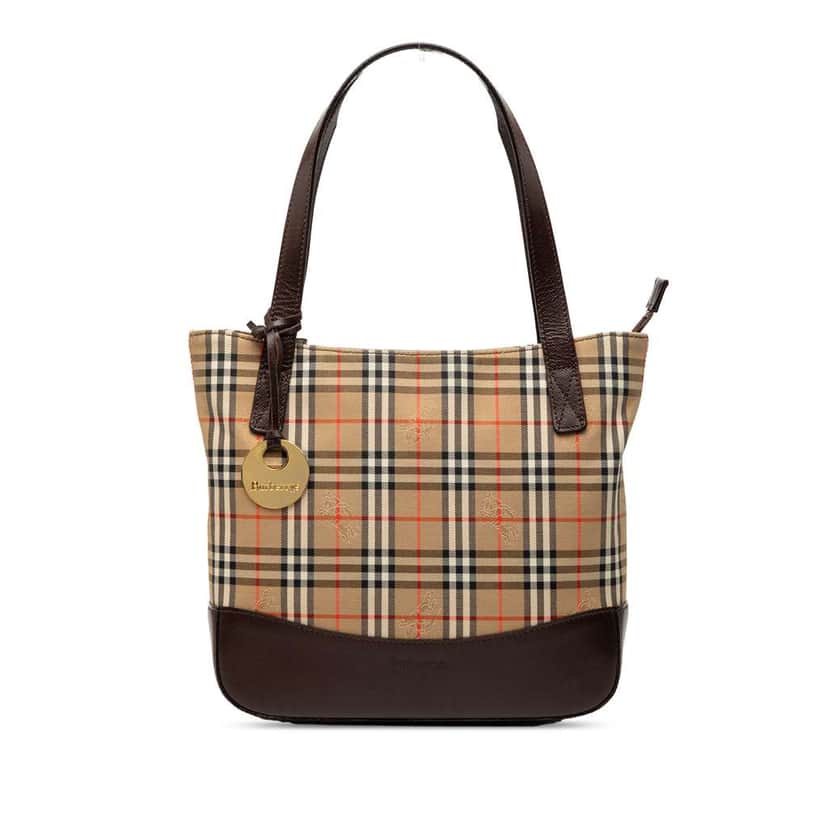 Burberry Haymarket Check Canvas Tote Brown Canvas Good condition - Front View