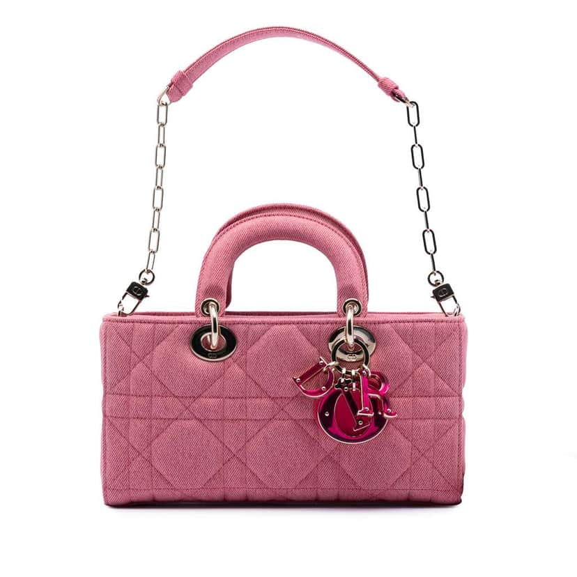 Dior Medium Denim Macrocannage Lady D Joy Pink Denim Very good condition - Front View