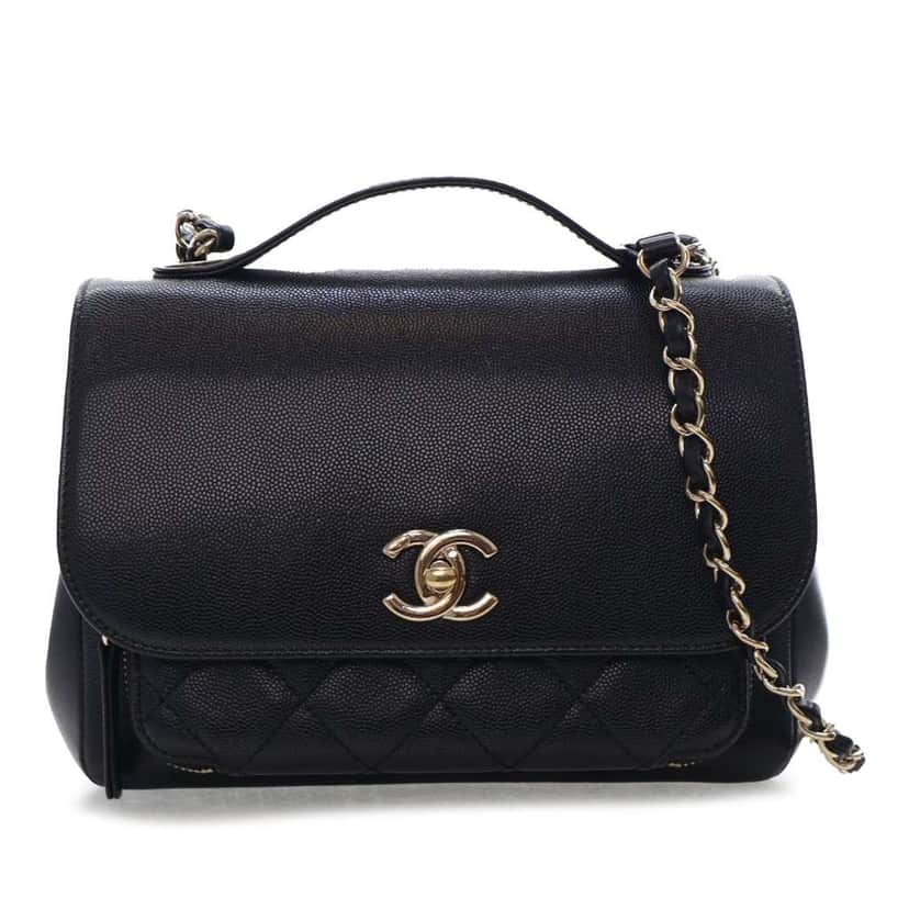 Chanel Medium Caviar Business Affinity Top Handle Bag Black Leather Good condition - Front View