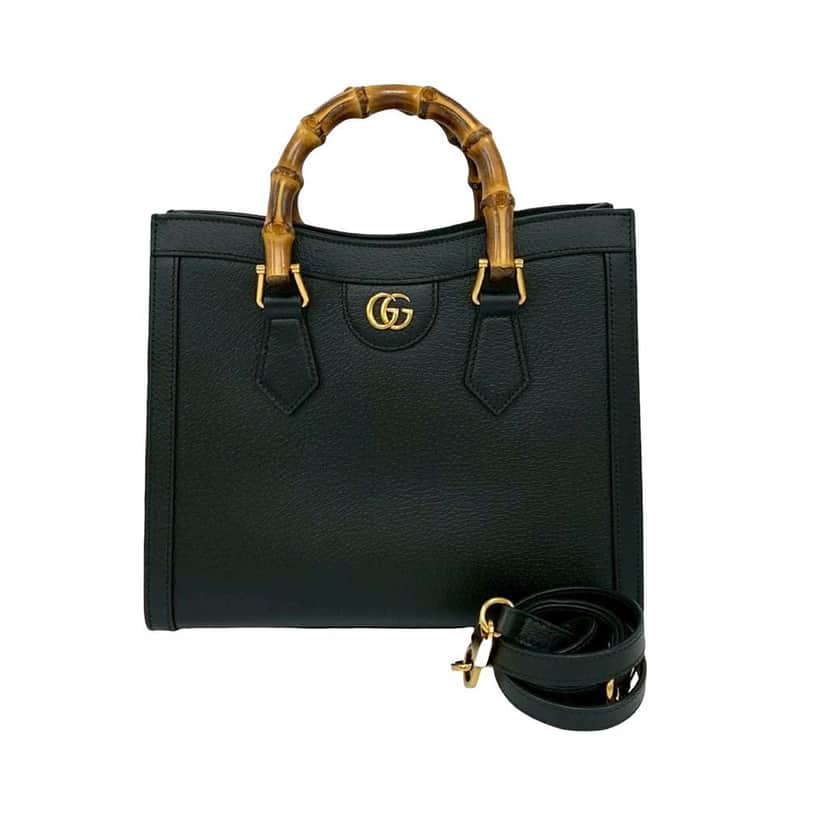 Gucci Small Leather Bamboo Diana Satchel Black Leather Good condition - Front View