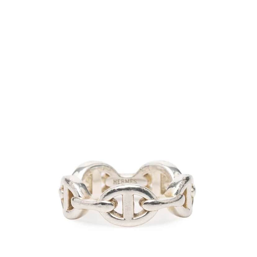Hermès Sterling Silver Chaine d'Ancre Enchainee Ring Silver Silver Good condition - Front View