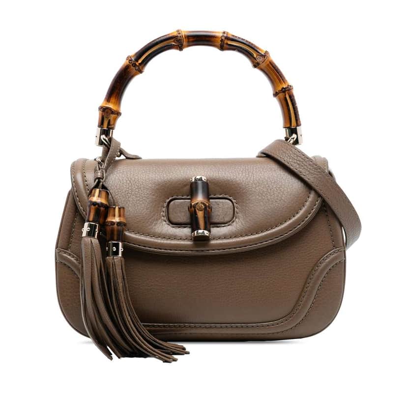 Gucci Medium Leather New Bamboo Satchel Brown Leather Good condition - Front View