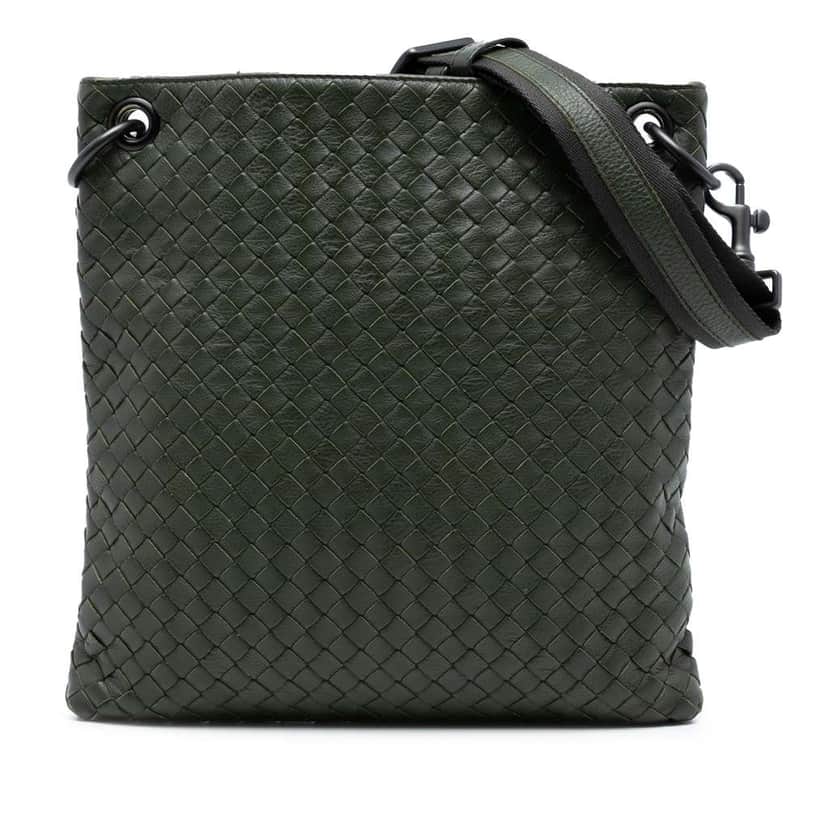 Bottega Veneta Nappa Intrecciato Crossbody Green Leather Good condition - Front View