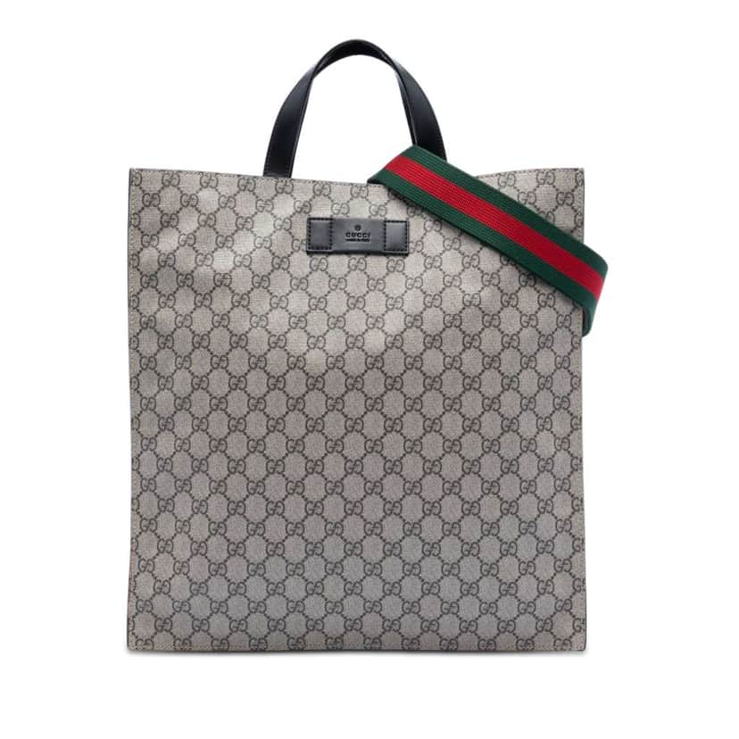 Gucci GG Supreme Web Vertical Satchel Brown Canvas Good condition - Front View