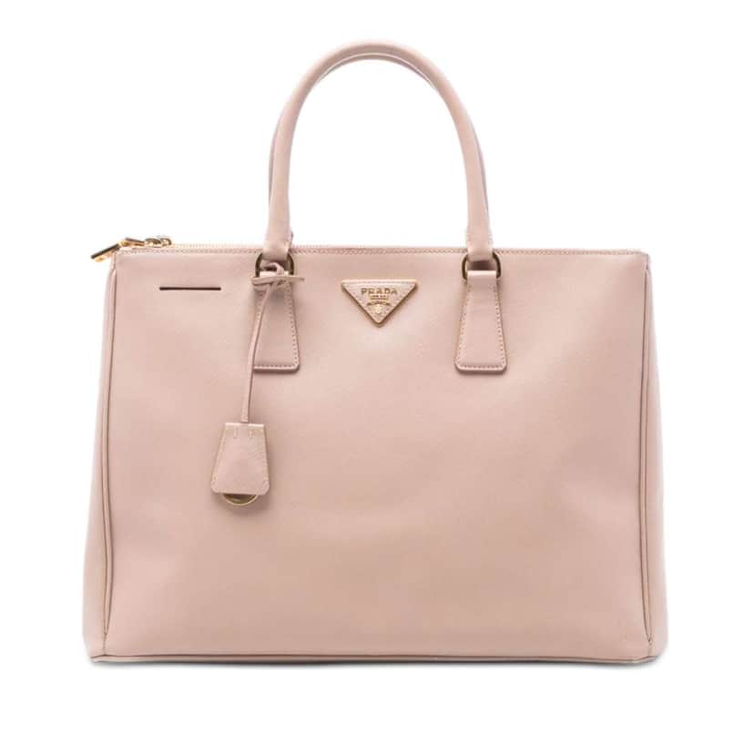 Prada Large Saffiano Lux Galleria Double Zip Tote Pink Leather Good condition - Front View