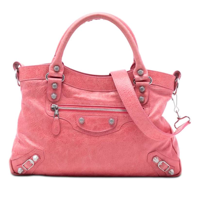 Balenciaga Lambskin Motocross Giant 12 Town Satchel Pink Leather Good condition - Front View
