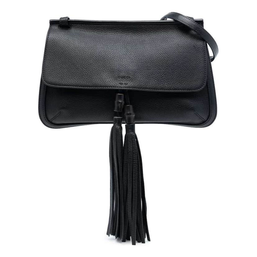 Gucci Medium Leather Bamboo Daily Crossbody Black Leather Very good condition - Front View