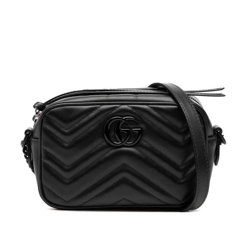 Gucci Mini GG Marmont Matelasse Leather Monochrome Crossbody Black Leather Very good condition - Front View