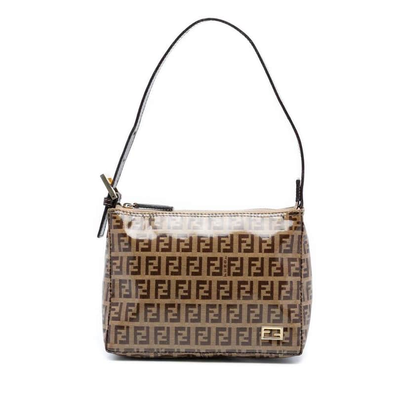 Fendi Zucchino Crystal Handbag Brown Canvas Very good condition - Front View