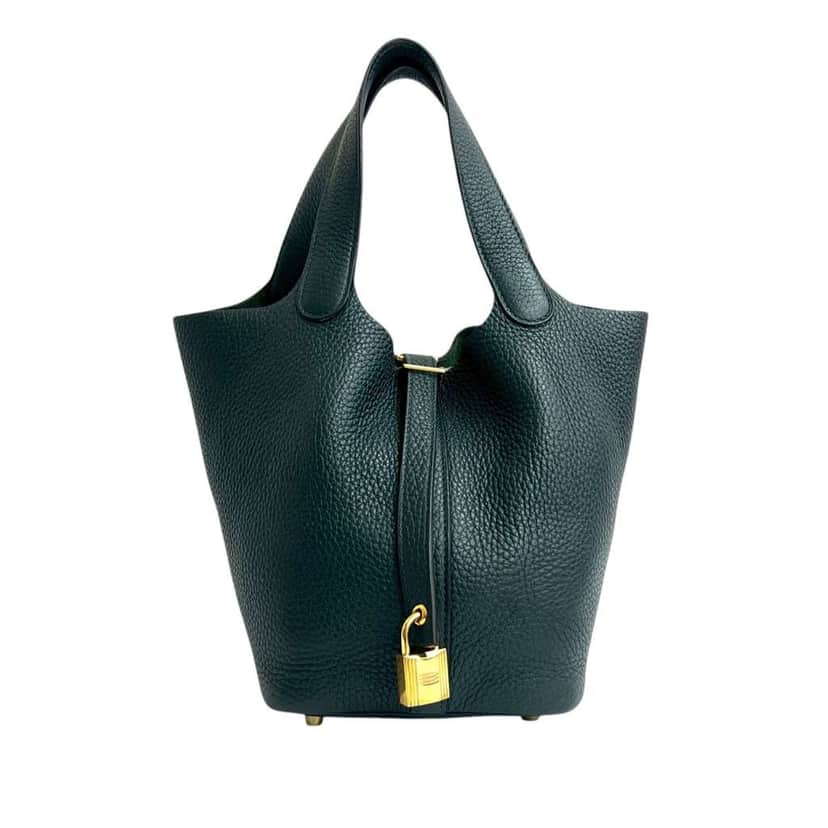 Hermès Clemence Picotin Lock 18 Green Leather Good condition - Front View