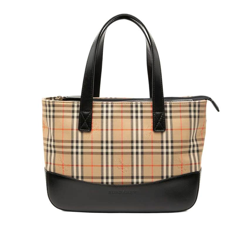Burberry Haymarket Check Canvas Handbag Brown Canvas Very good condition - Front View