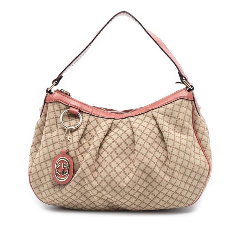 Gucci Diamante Canvas Sukey Shoulder Bag Brown Canvas Very good condition - Front View