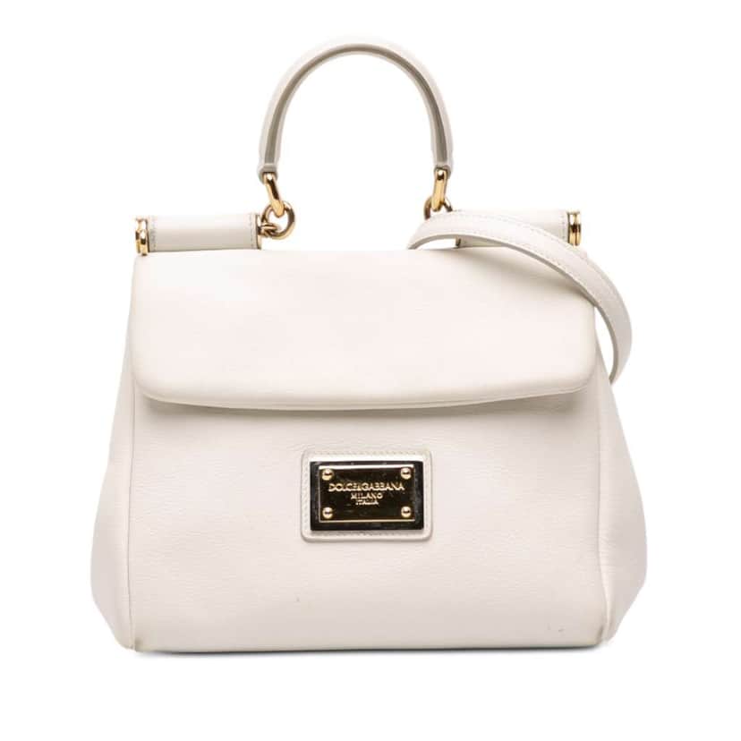 Dolce & Gabbana Small Calfskin Soft Sicily Satchel White Leather Good condition - Front View