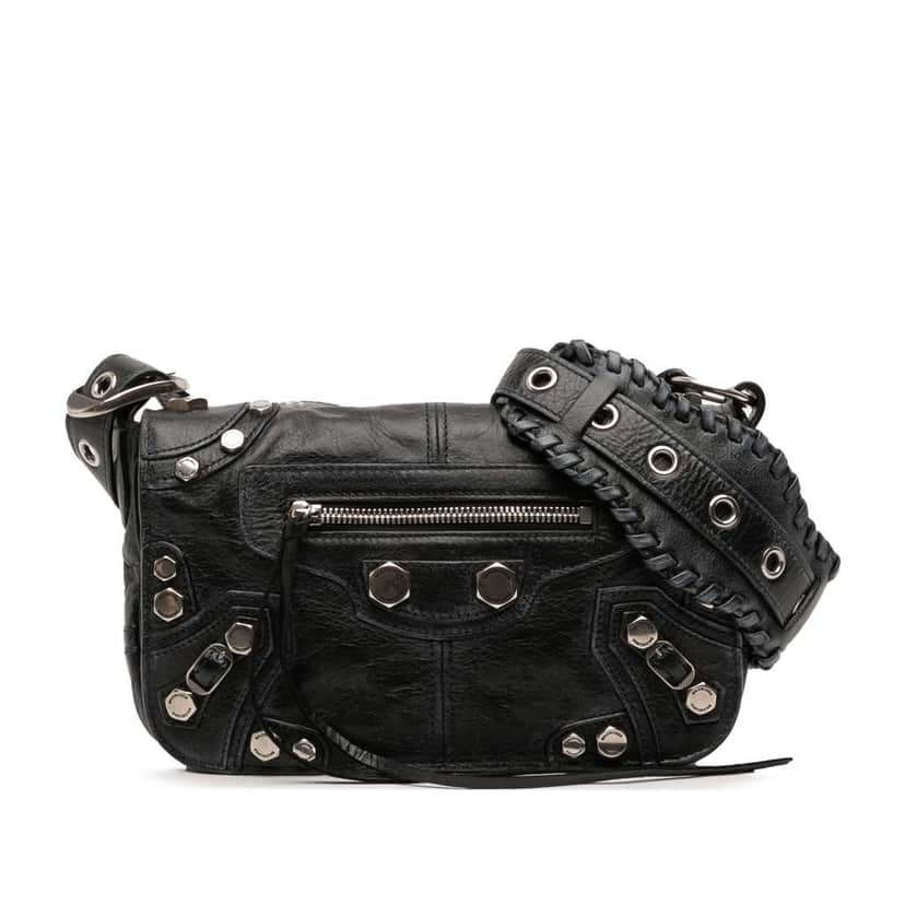 Balenciaga XS Lambskin Motocross Le Cagole Flap Crossbody Black Leather Very good condition - Front View