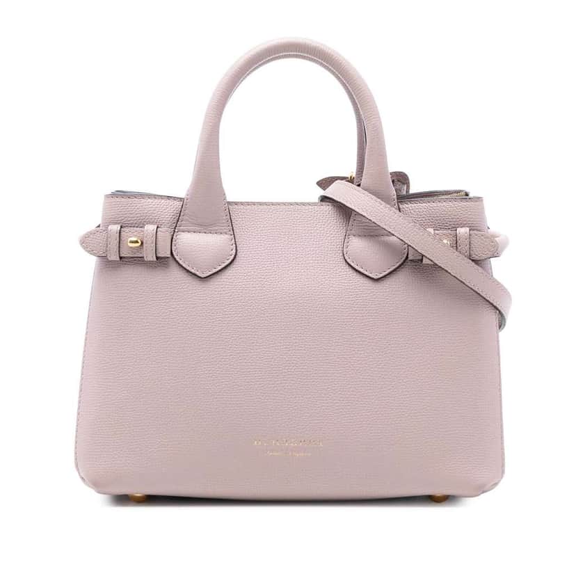 Burberry Small Leather and House Check Banner Satchel Pink Leather Good condition - Front View