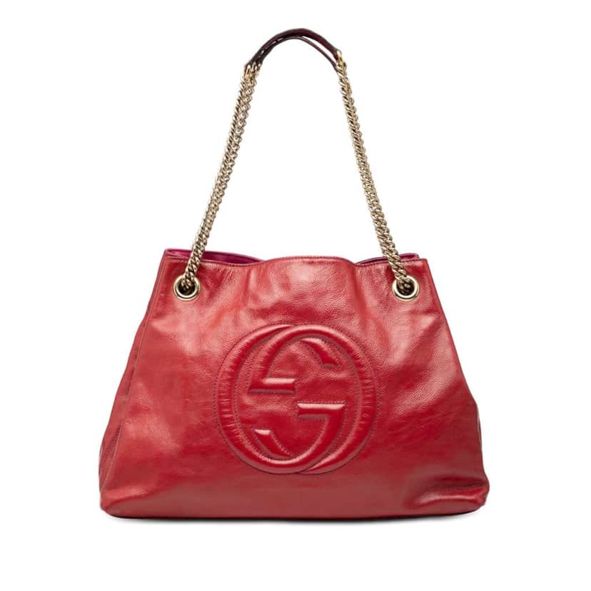 Gucci Medium Leather Soho Chain Tote Red Leather Very good condition - Front View