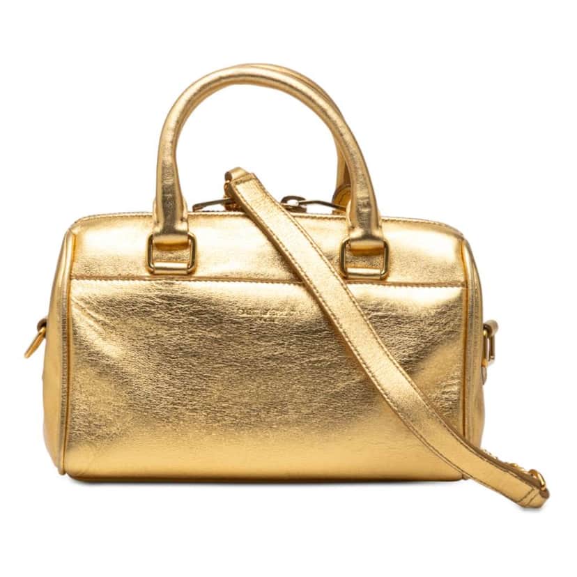Saint Laurent Toy Metallic Leather Classic Duffle Satchel Gold Leather Very good condition - Front View