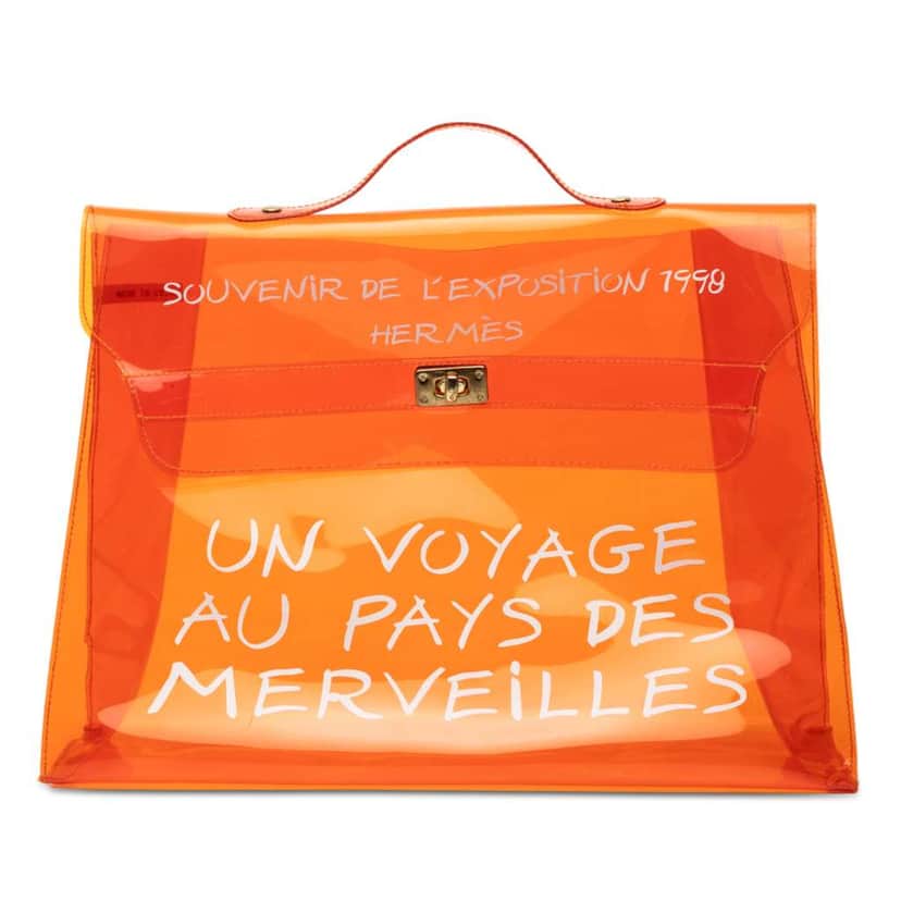 Hermès Vinyl Souvenir De L Exposition Kelly Handbag Orange Good condition - Front View