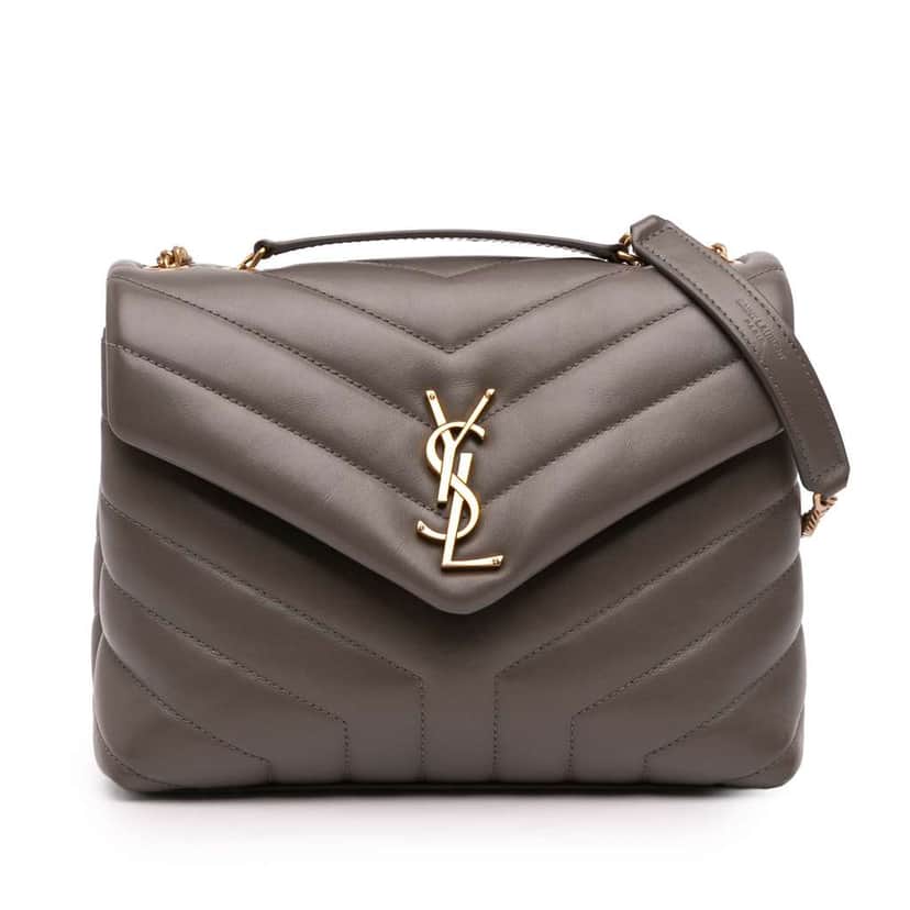 Saint Laurent Small Quilted Leather Monogram LouLou Shoulder Bag Brown Leather Good condition - Front View