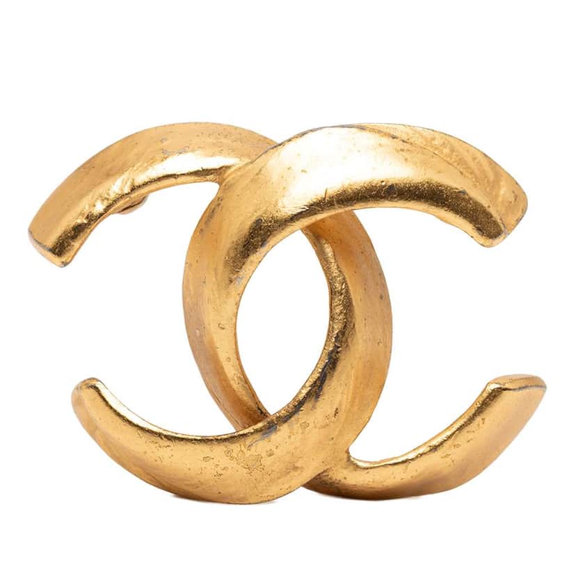 Chanel CC Gold Plated Logo Brooch Gold Metal Good condition - Front View
