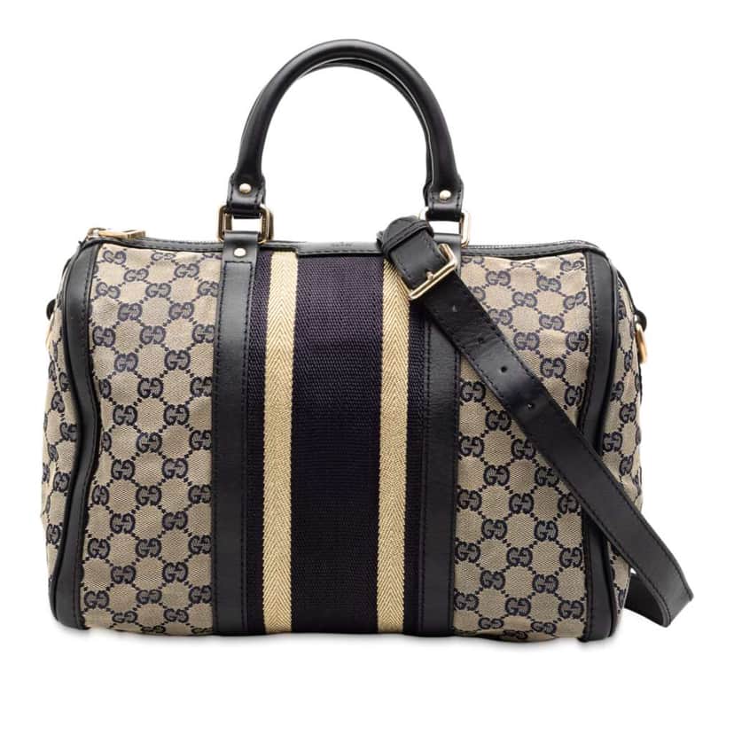 Gucci Medium GG Canvas Web Joy Boston Bag Brown Canvas Fair condition - Front View