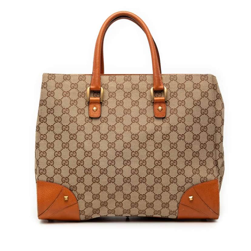 Gucci GG Canvas Nailhead Handbag Brown Canvas Good condition - Front View