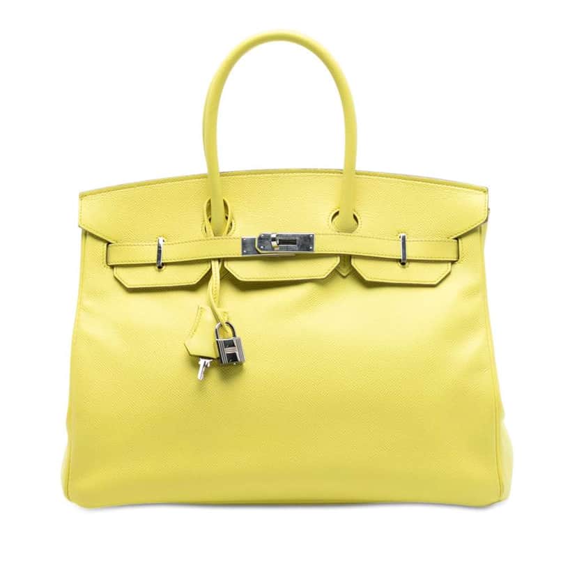 Hermès Epsom Birkin Retourne 35 Yellow Leather Good condition - Front View