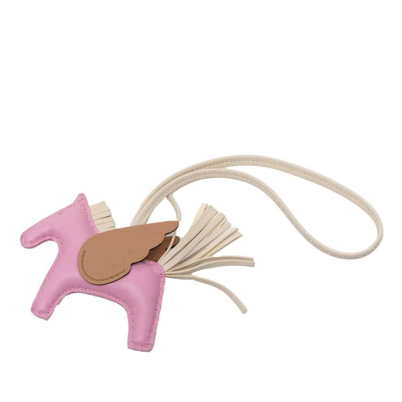 Hermès Milo lambskin and Swift Calfskin Rodeo Pegase Bag Charm PM Pink Leather Good condition - Front View
